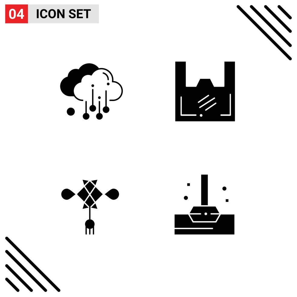 ensemble moderne de glyphes et de symboles solides tels que des éléments de conception vectoriels modifiables de décoration de sac de chine nuage vecteur
