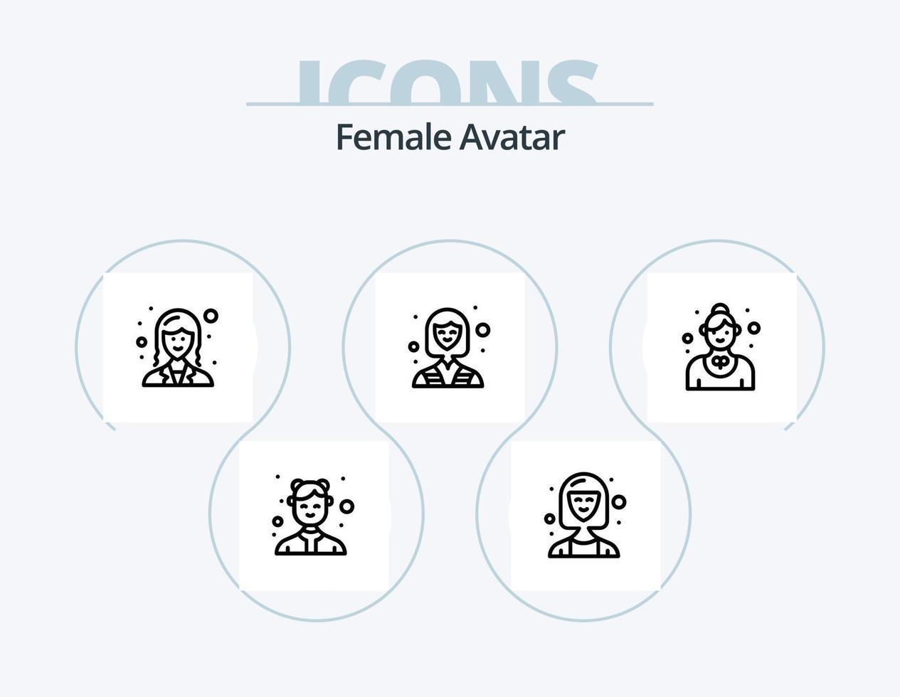 pack d'icônes de ligne d'avatar féminin 5 conception d'icônes. femelle. réalité virtuelle. numérique. avatar féminin. technologue vecteur