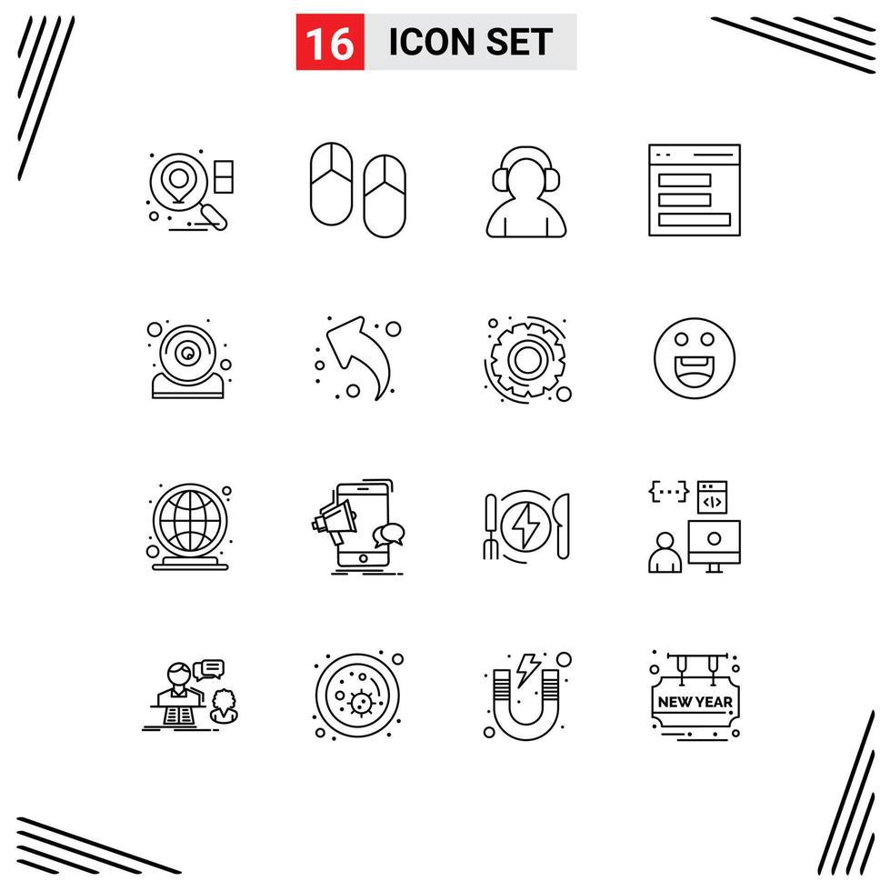 ensemble de 16 contours vectoriels sur la grille pour l'assistance informatique contact utilisateur éléments de conception vectoriels modifiables vecteur