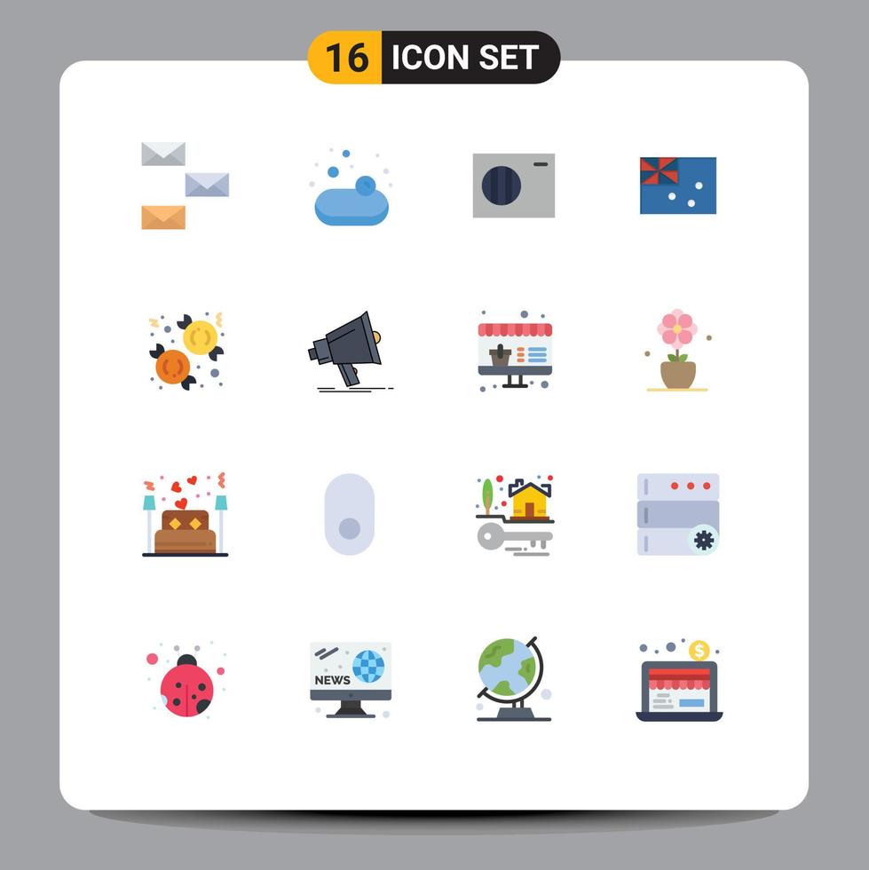 pack d'icônes vectorielles stock de 16 signes et symboles de ligne pour dessert candy air flag australie pack modifiable d'éléments de conception de vecteur créatif