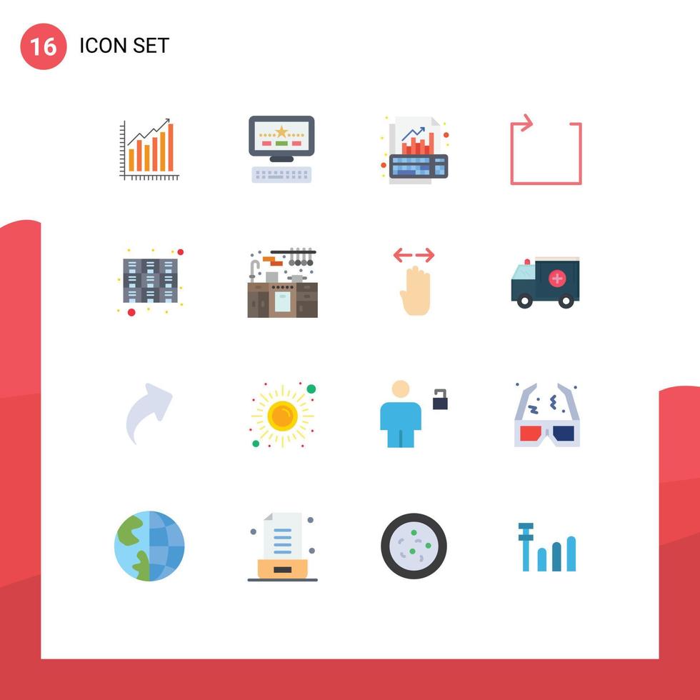 ensemble moderne de 16 pictogrammes de couleurs plates de répétition flèche étoile clavier graphique pack modifiable d'éléments de conception de vecteur créatif