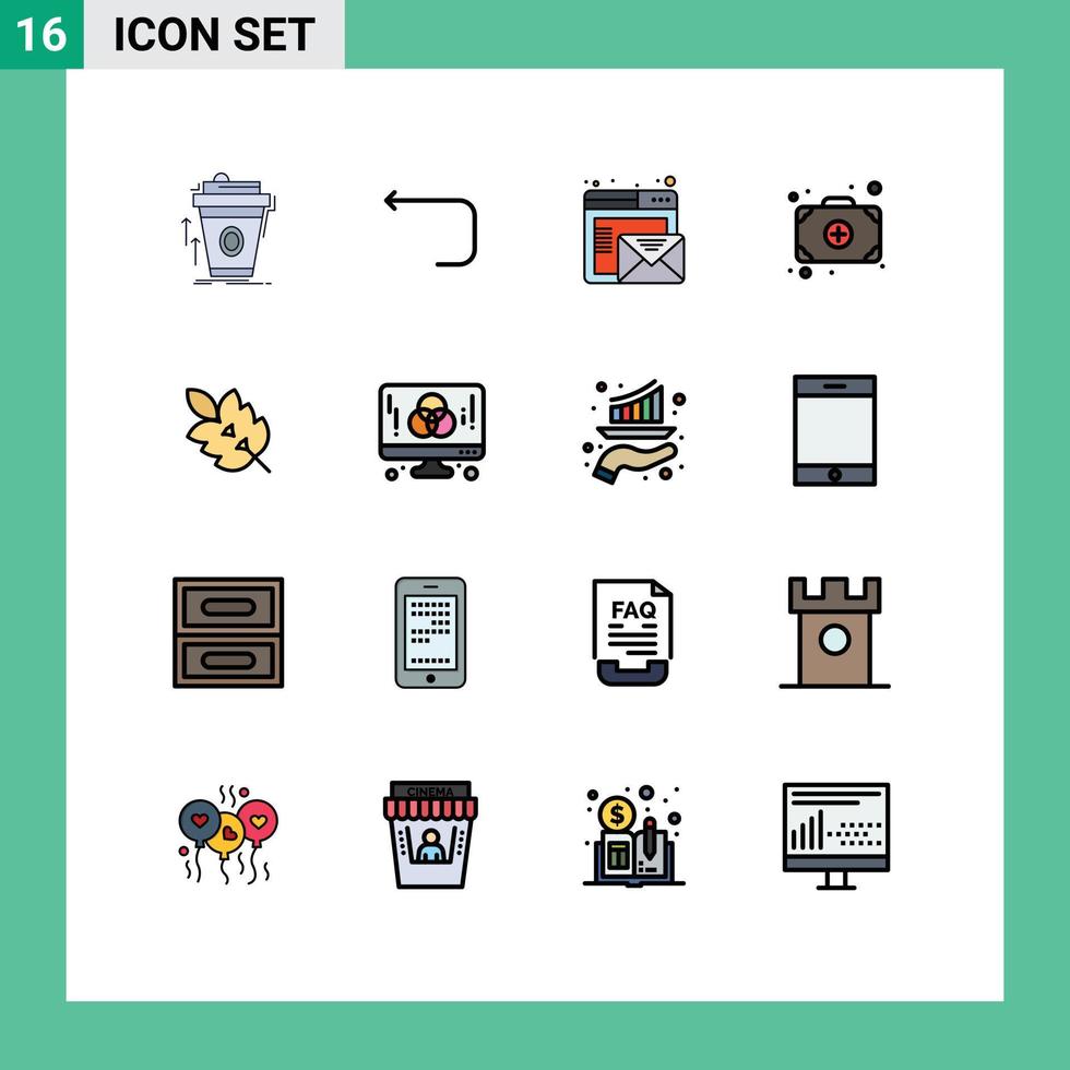 pack d'icônes vectorielles stock de 16 signes et symboles de ligne pour le dos du médecin vert ajouter des éléments de conception vectoriels créatifs modifiables en ligne vecteur