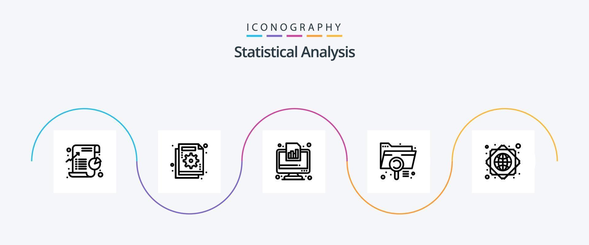 pack d'icônes de la ligne 5 d'analyse statistique, y compris le document. une analyse. échec. rapport. financier vecteur