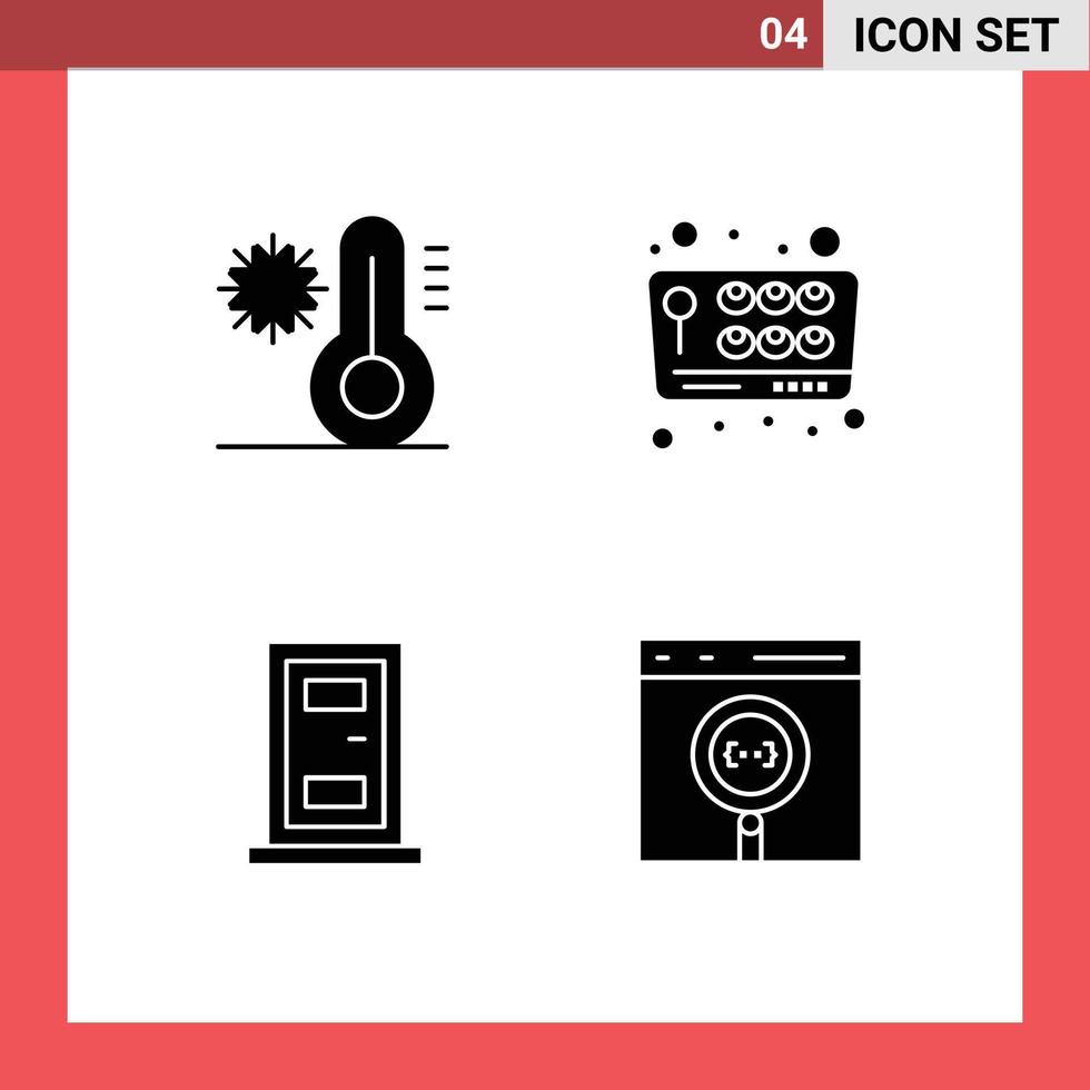 concept de glyphe solide pour les sites Web mobiles et applications climat porte température jouer app éléments de conception vectoriels modifiables vecteur