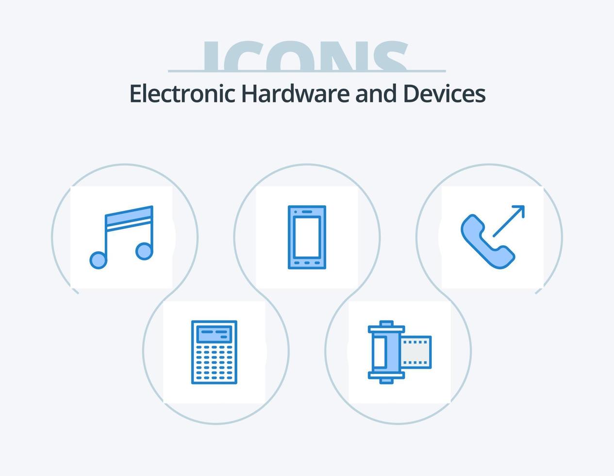 appareils bleu icône pack 5 conception d'icônes. entrant. tablette. album. téléphone fixe. dispositifs vecteur