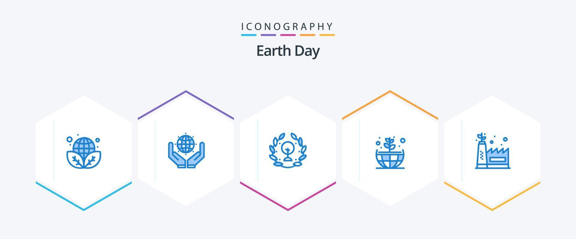 pack d'icônes bleues du jour de la terre 25, y compris l'usine verte. fabrication écologique. la terre. vert. la terre vecteur