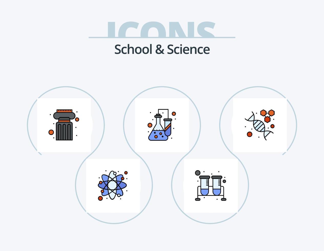 pack d'icônes remplies de ligne scolaire et scientifique 5 conception d'icônes. pilier. badge. architecture. récompense. prix vecteur
