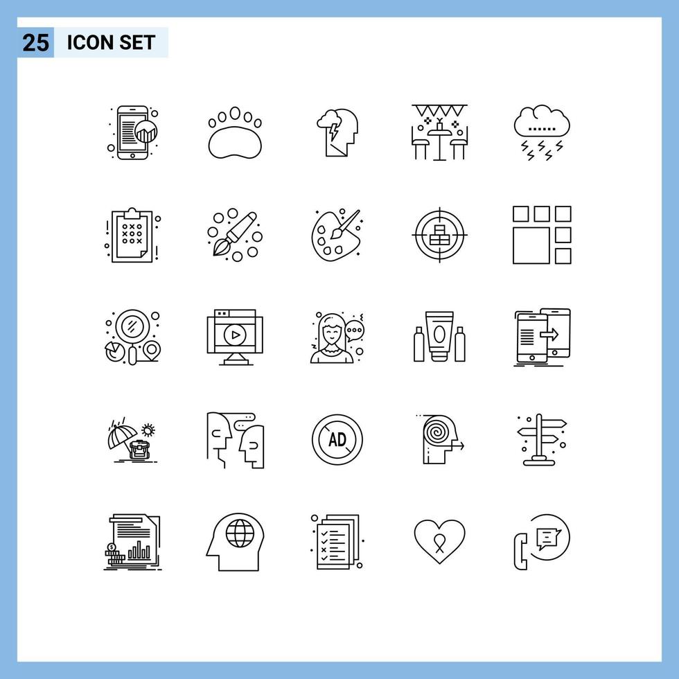 groupe de 25 lignes modernes définies pour les éléments de conception vectoriels modifiables de puissance de décoration de zoologie de fête vecteur