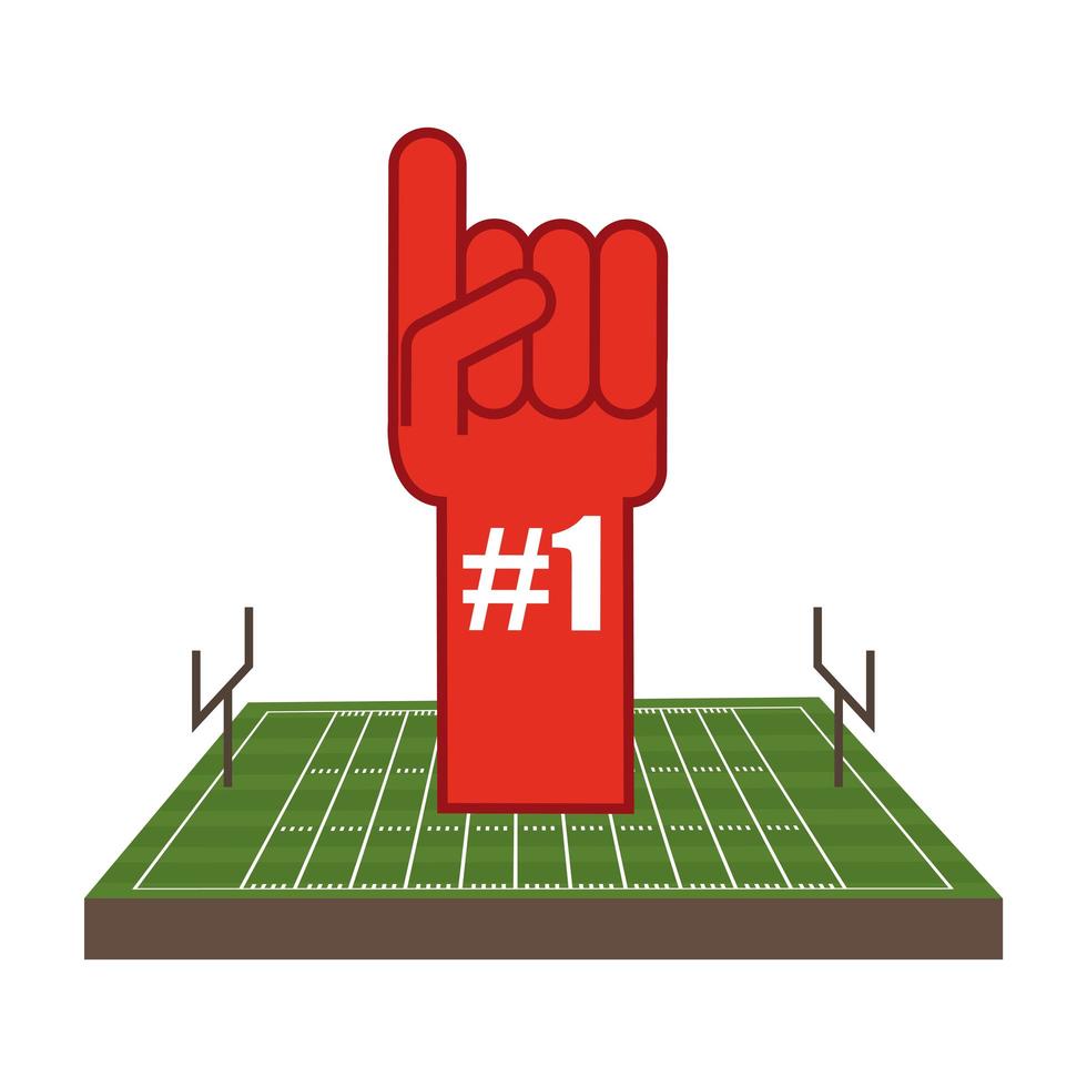 Camp de sport de football américain avec la conception d'illustration vectorielle de gant de première place vecteur