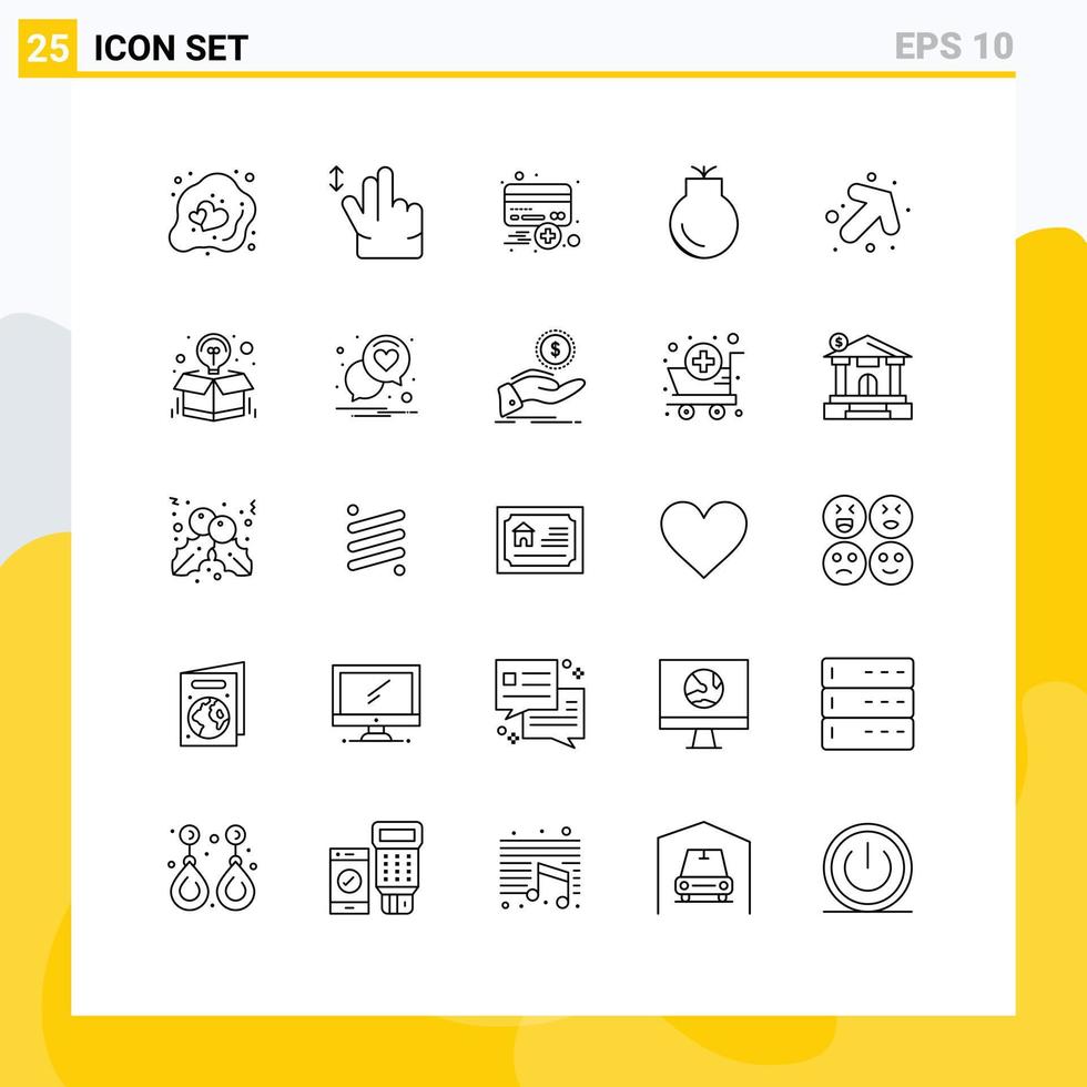 ligne d'interface mobile ensemble de 25 pictogrammes de flèche militaire ajouter des éléments de conception vectoriels modifiables de crédit de médaille vecteur