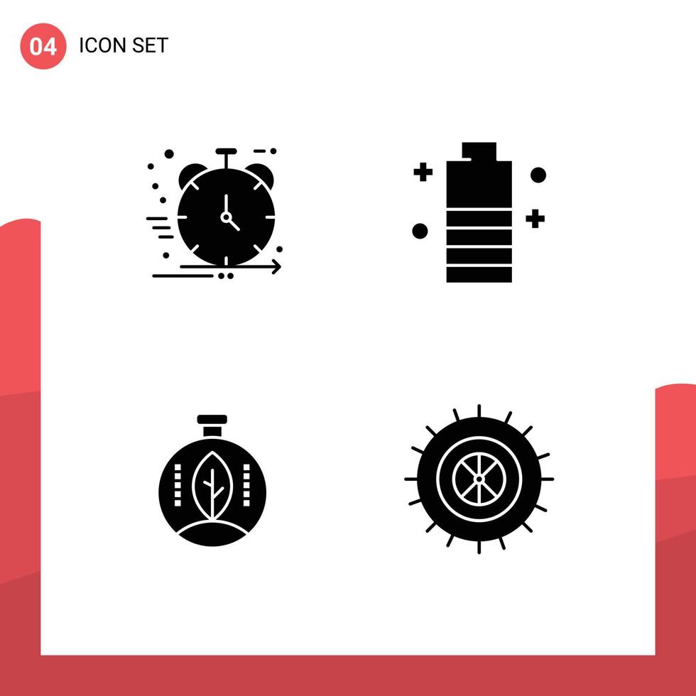 pack de 4 glyphes solides créatifs de développement de puissance de produit charge innovation éléments de conception vectoriels modifiables vecteur