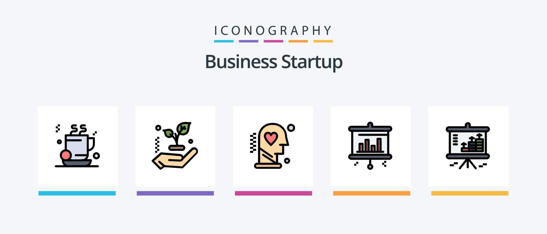 ligne de démarrage d'entreprise remplie de 5 packs d'icônes, y compris l'homme. cerveau . surveiller. café. conception d'icônes créatives vecteur