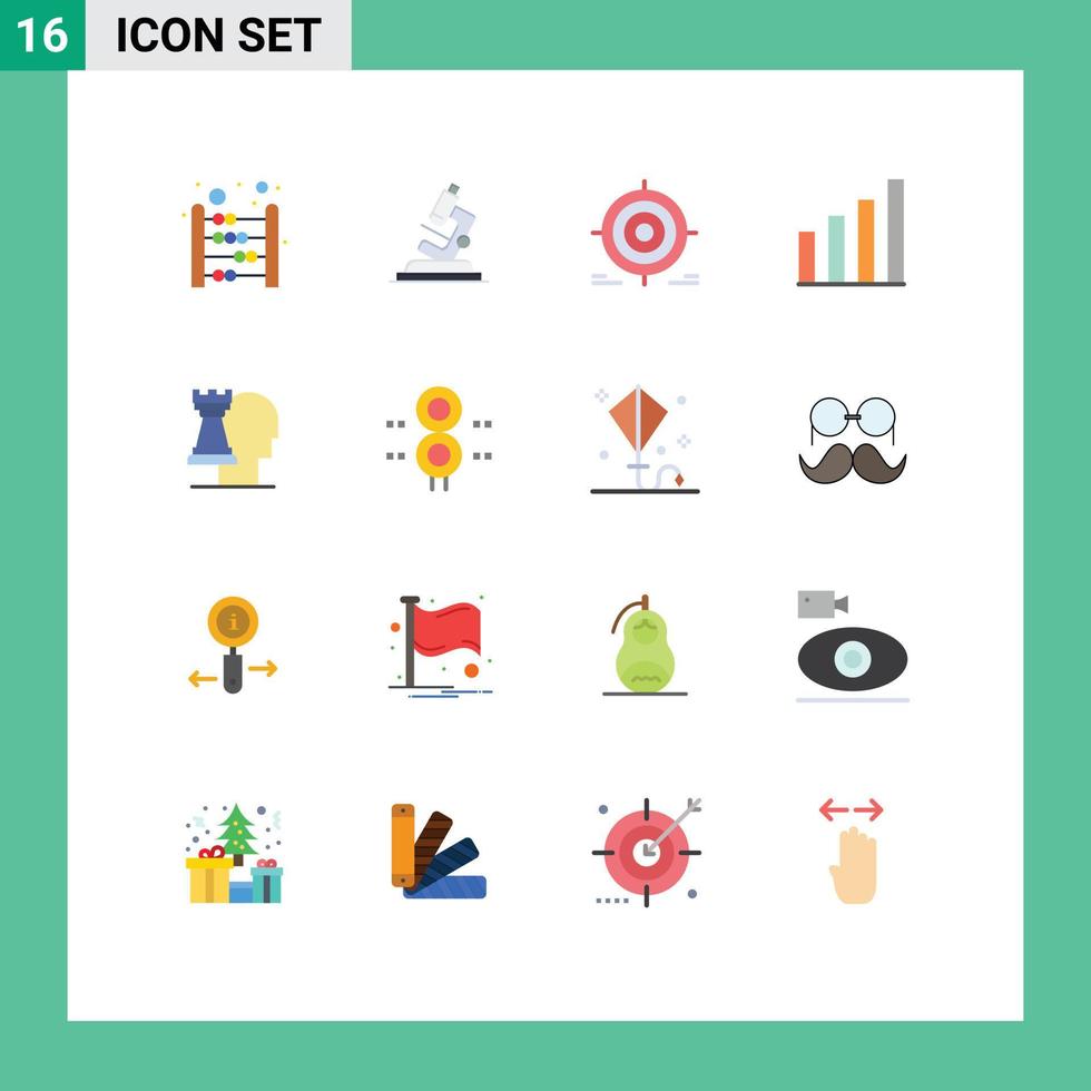 pack de couleurs plates de 16 symboles universels d'objectif d'interface cible de signal d'entreprise pack modifiable d'éléments de conception de vecteur créatif
