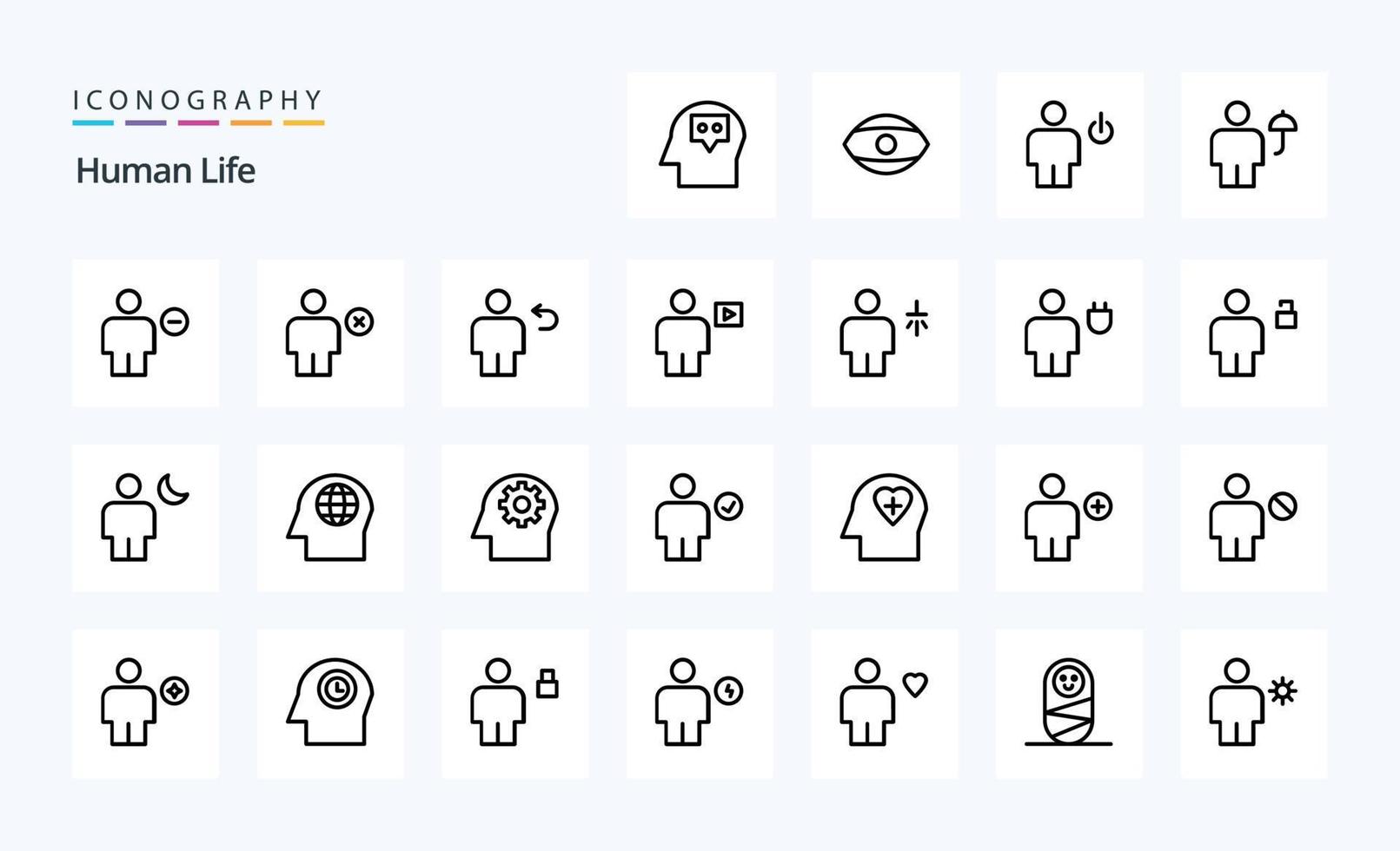 pack d'icônes de 25 lignes humaines vecteur