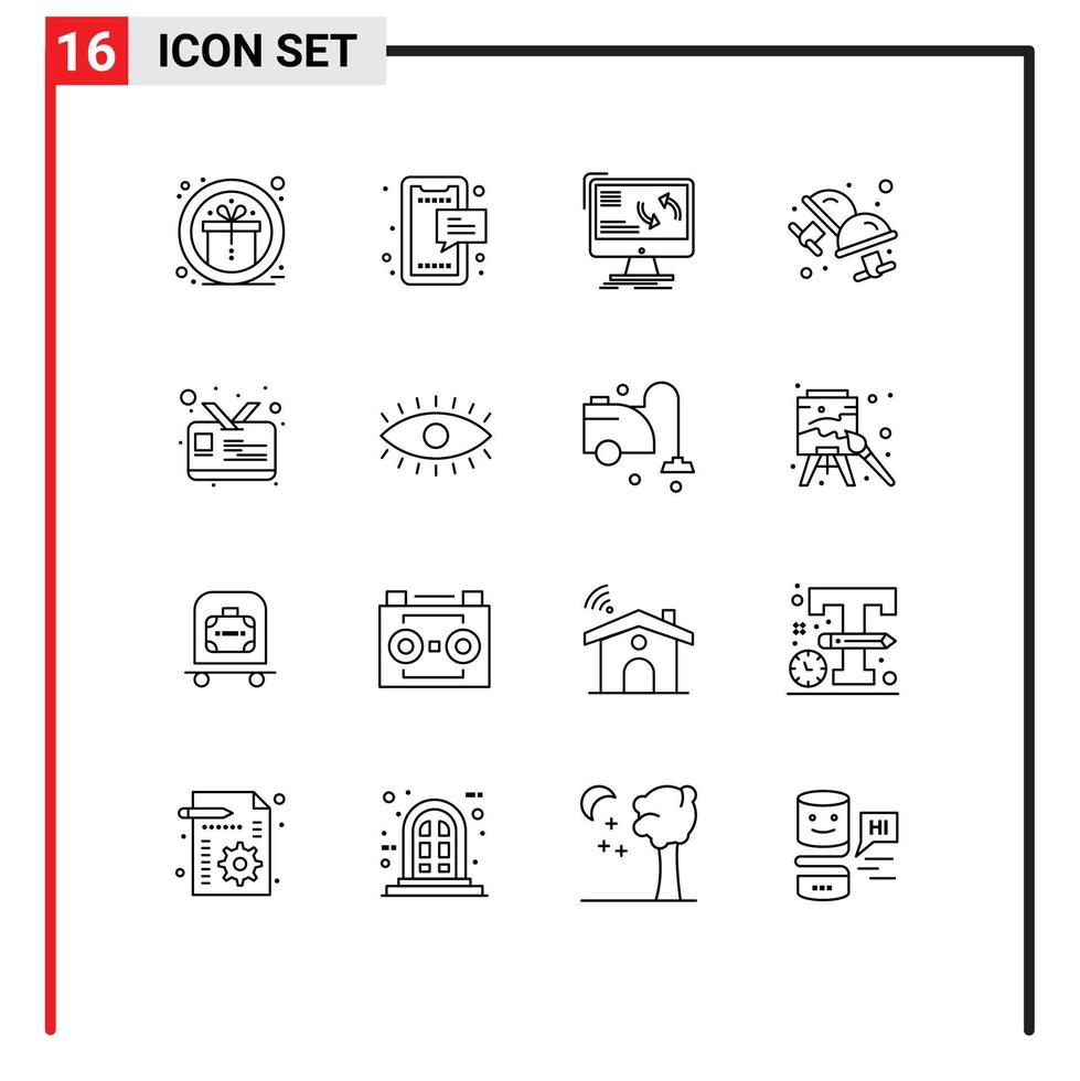 pack de 16 contours créatifs d'éléments de conception vectorielle modifiables de données de manchette de téléphone de bouton de manchette de bijoux vecteur