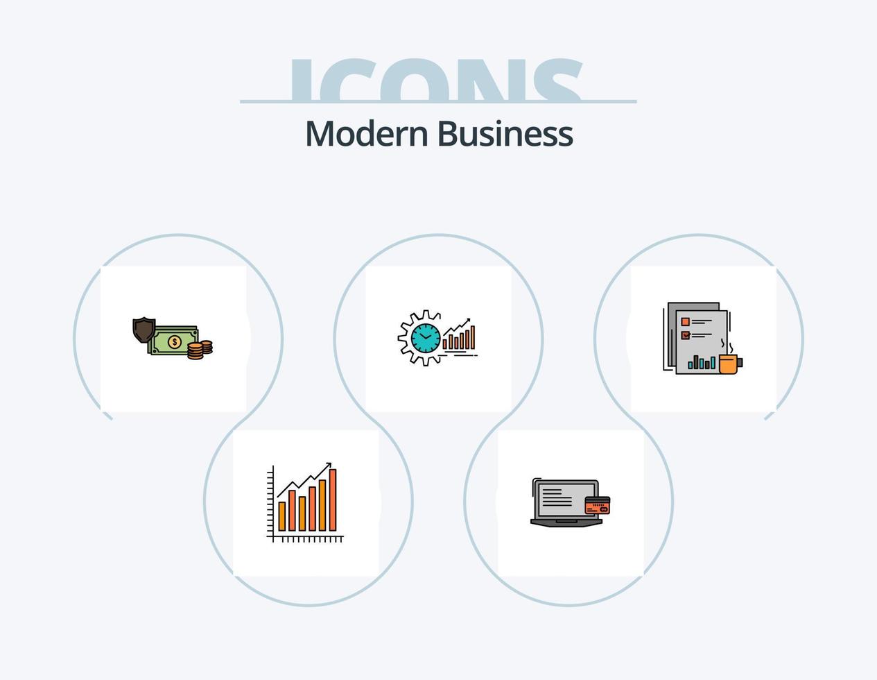 pack d'icônes remplies de ligne d'affaires moderne 5 conception d'icônes. lancement de produit. Entreprise. Entreprise. boîte. travail vecteur