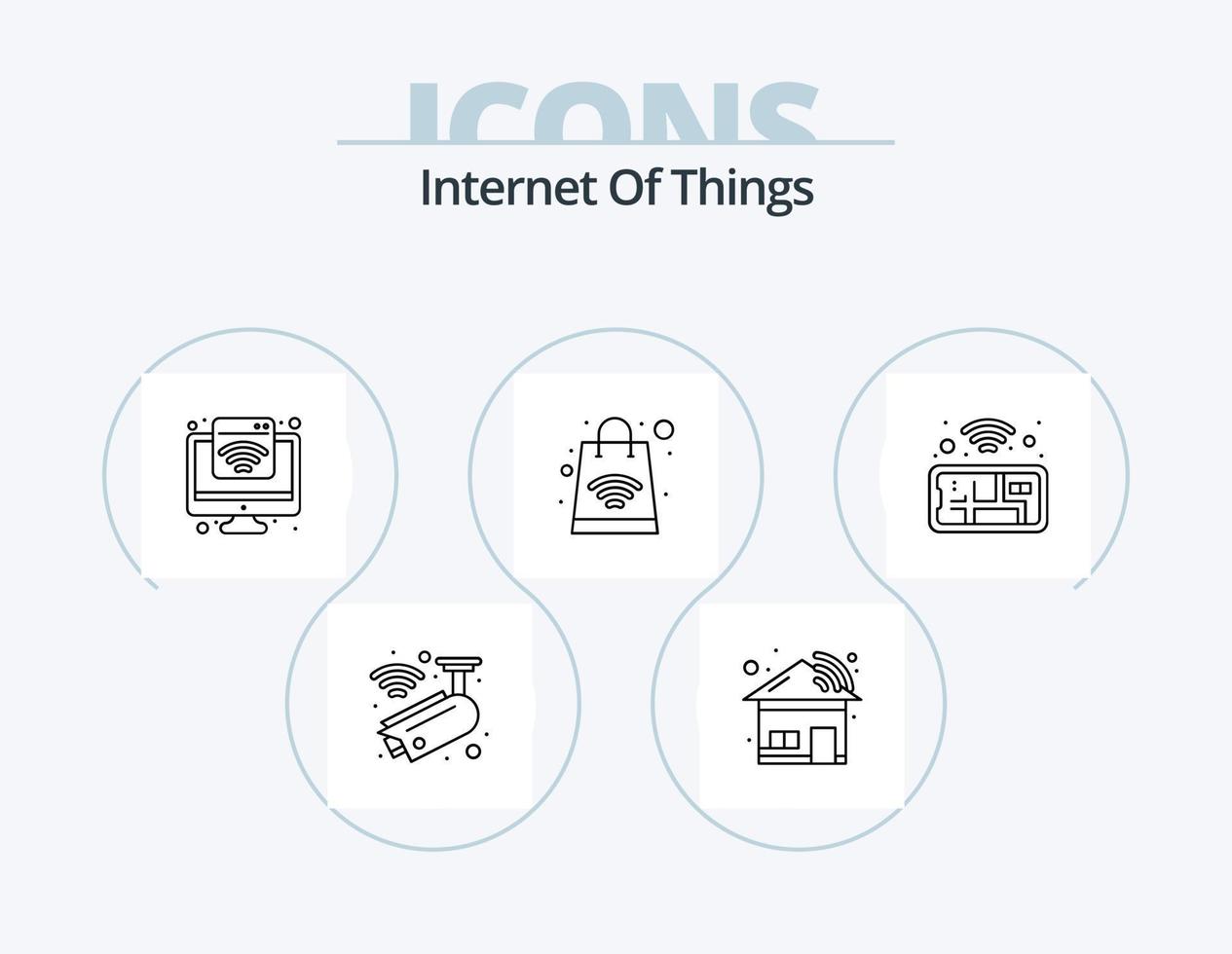 pack d'icônes de ligne internet des objets 5 conception d'icônes. shopping en ligne. Wifi. localisation gps. chariot. Chariot vecteur