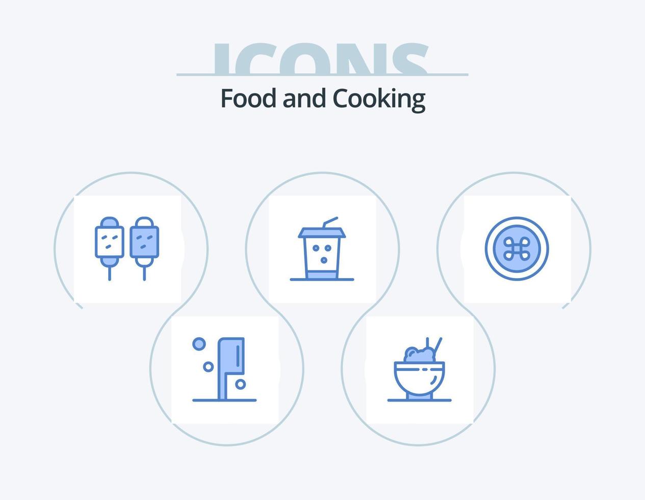 pack d'icônes bleues alimentaires 5 conception d'icônes. . fruit. nourriture. nourriture. boire vecteur