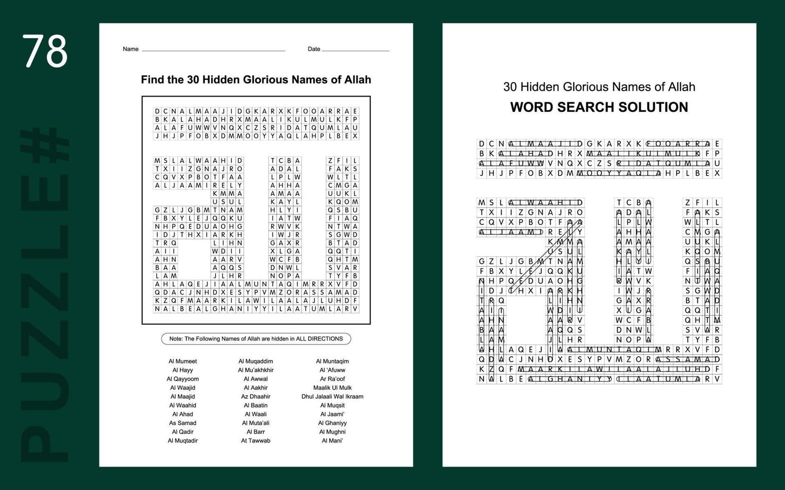 nomdieuasmaularabicreligionpuzzle de motséducatifmots croisésanglaisactivitéfiche enfantscasse-têtequiztâche de recherchedéfi d'activitéfeuille de travail vecteur