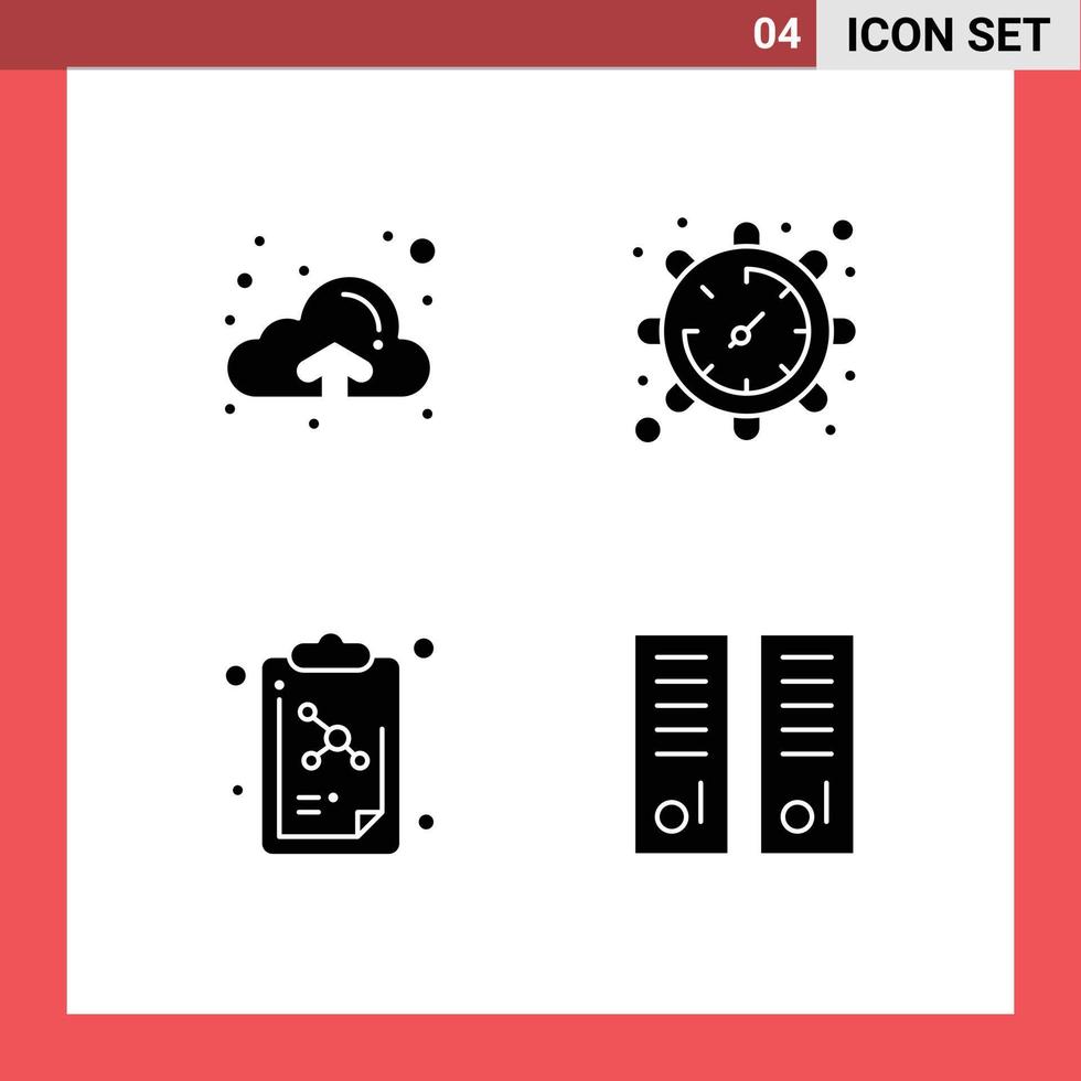 4 icônes créatives signes et symboles modernes des casiers de montre d'équipement de leçon de nuage éléments de conception vectoriels modifiables vecteur