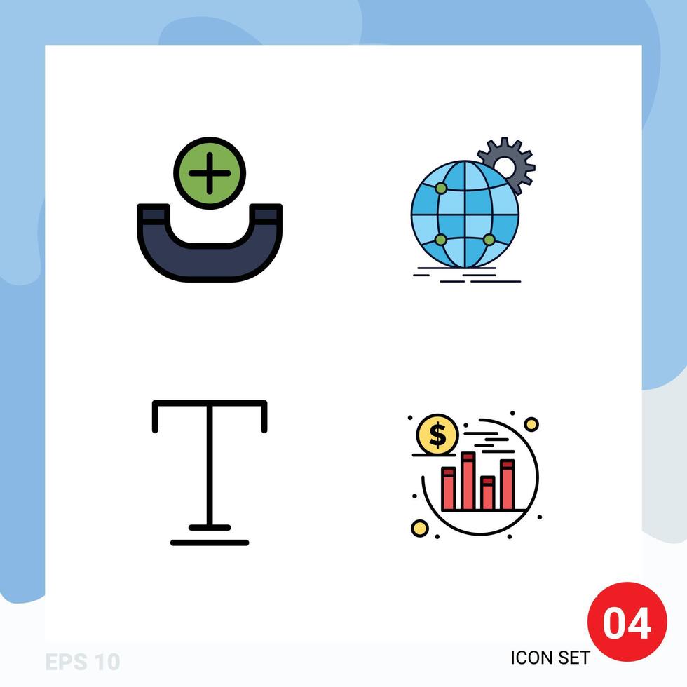 4 icônes créatives signes et symboles modernes du texte d'appel investissement mondial international éléments de conception vectoriels modifiables vecteur