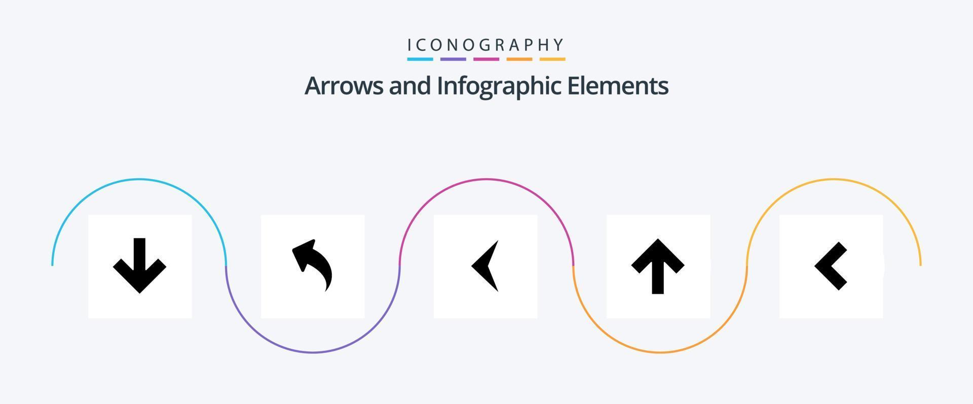 pack d'icônes flèche glyphe 5 comprenant. pancarte. la gauche. La Flèche vecteur