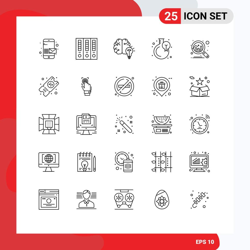 ensemble de 25 symboles d'icônes d'interface utilisateur modernes signes pour l'analyse blub idée flacon ampoule éléments de conception vectoriels modifiables vecteur