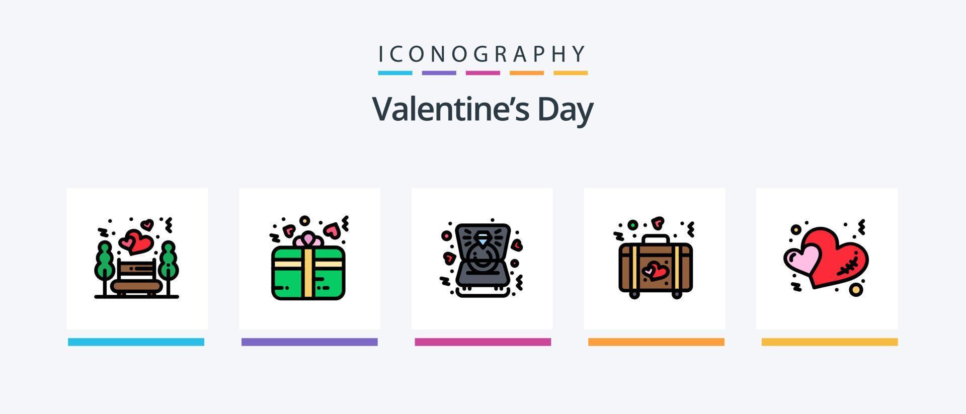 ligne de la saint-valentin remplie de 5 icônes, y compris le feu. étoiles. boulangerie. cœur. le dessert. conception d'icônes créatives vecteur