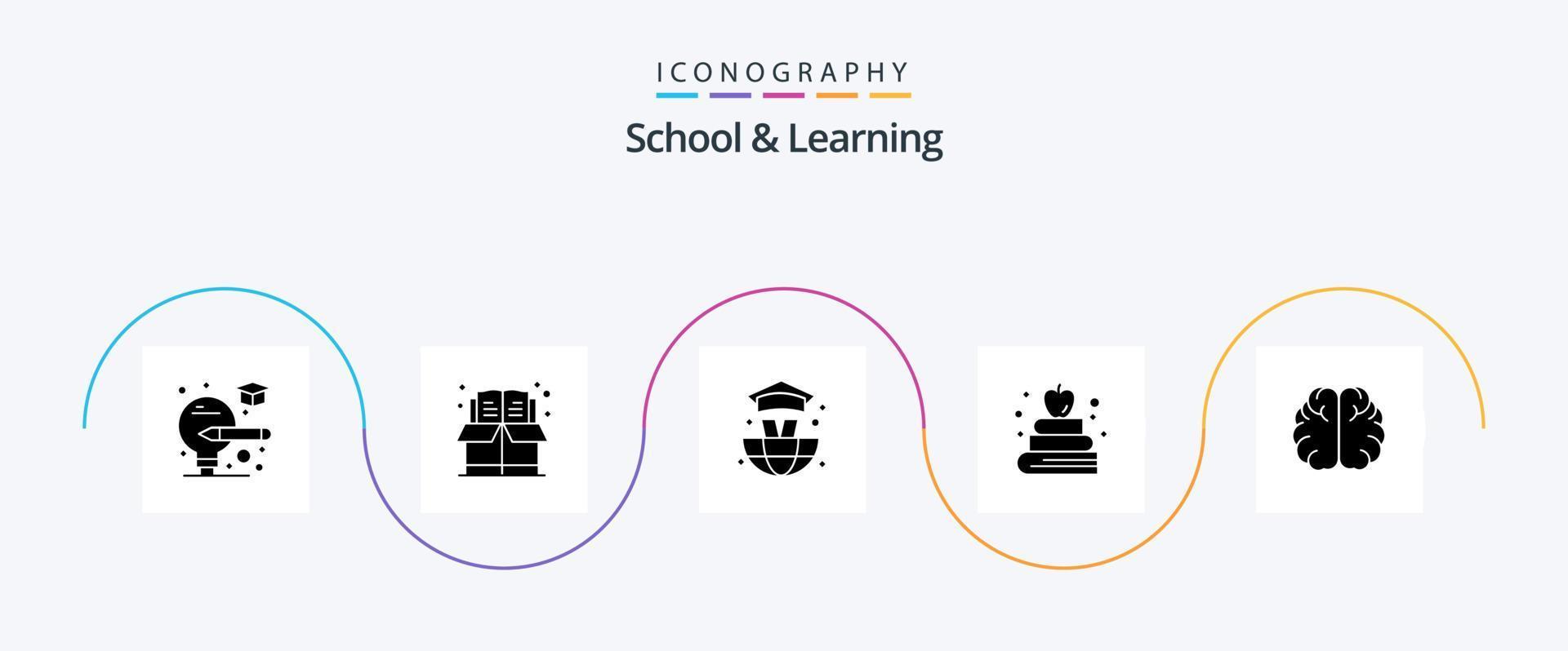 pack d'icônes de glyphe 5 pour l'école et l'apprentissage, y compris. hémisphère. éducation. éducation. éducation vecteur