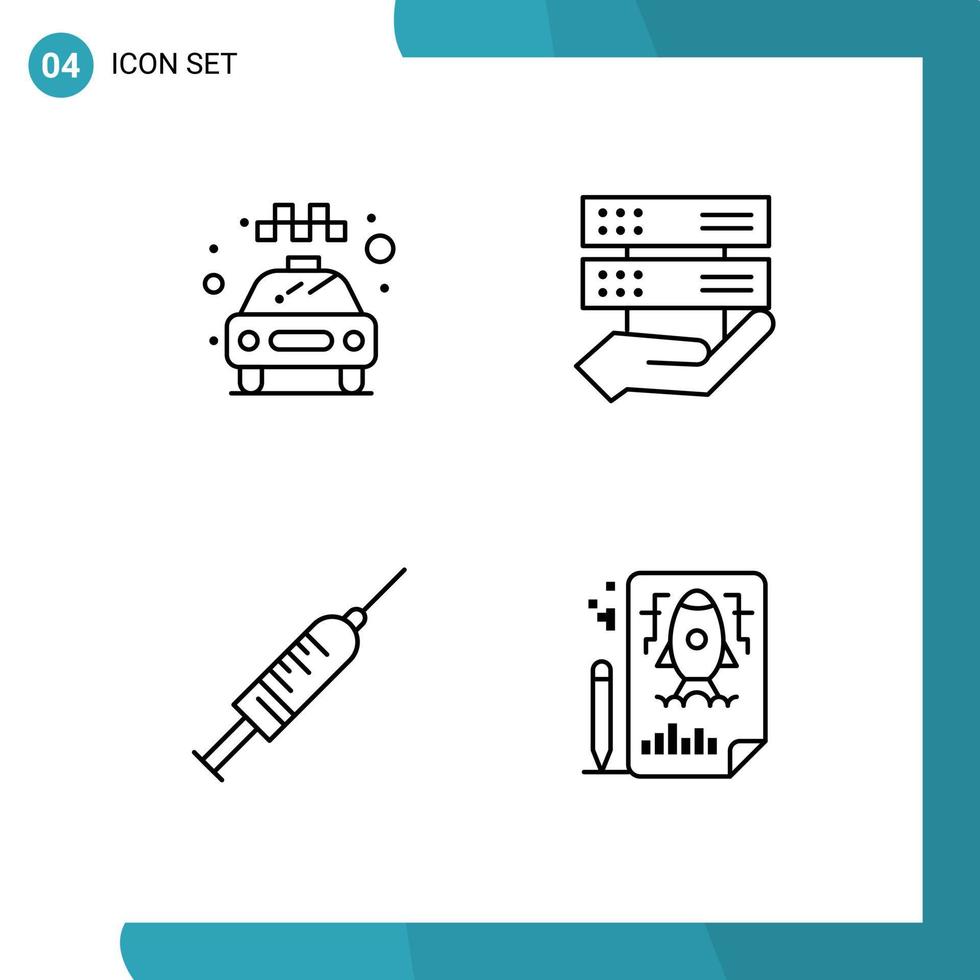 pack de 4 couleurs plates remplies créatives de service d'injection de voiture partager des éléments de conception vectoriels modifiables à l'aiguille vecteur