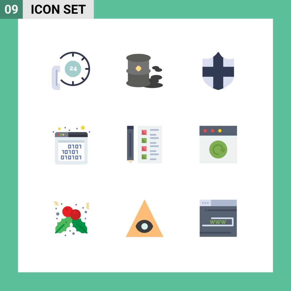 interface utilisateur pack de 9 couleurs plates de base de contrôle seo pollution interface éléments de conception vectoriels modifiables binaires vecteur