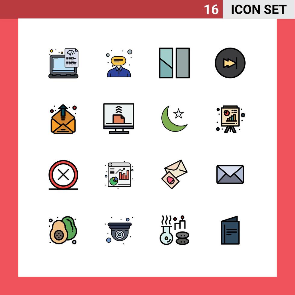groupe de 16 lignes remplies de couleurs plates modernes définies pour le contact vers l'avant support mise en page rapide éléments de conception vectoriels créatifs modifiables vecteur