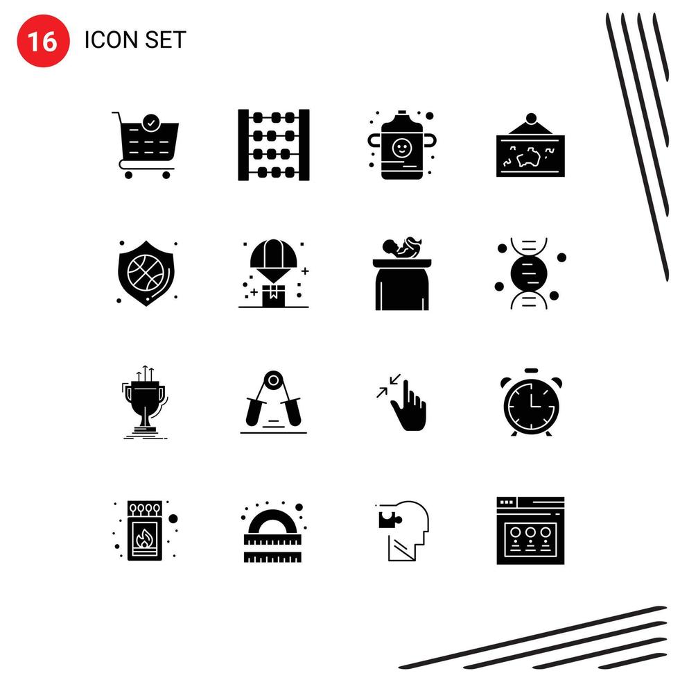 16 icônes créatives signes et symboles modernes de badge sécurité protection infantile photo éléments de conception vectoriels modifiables vecteur
