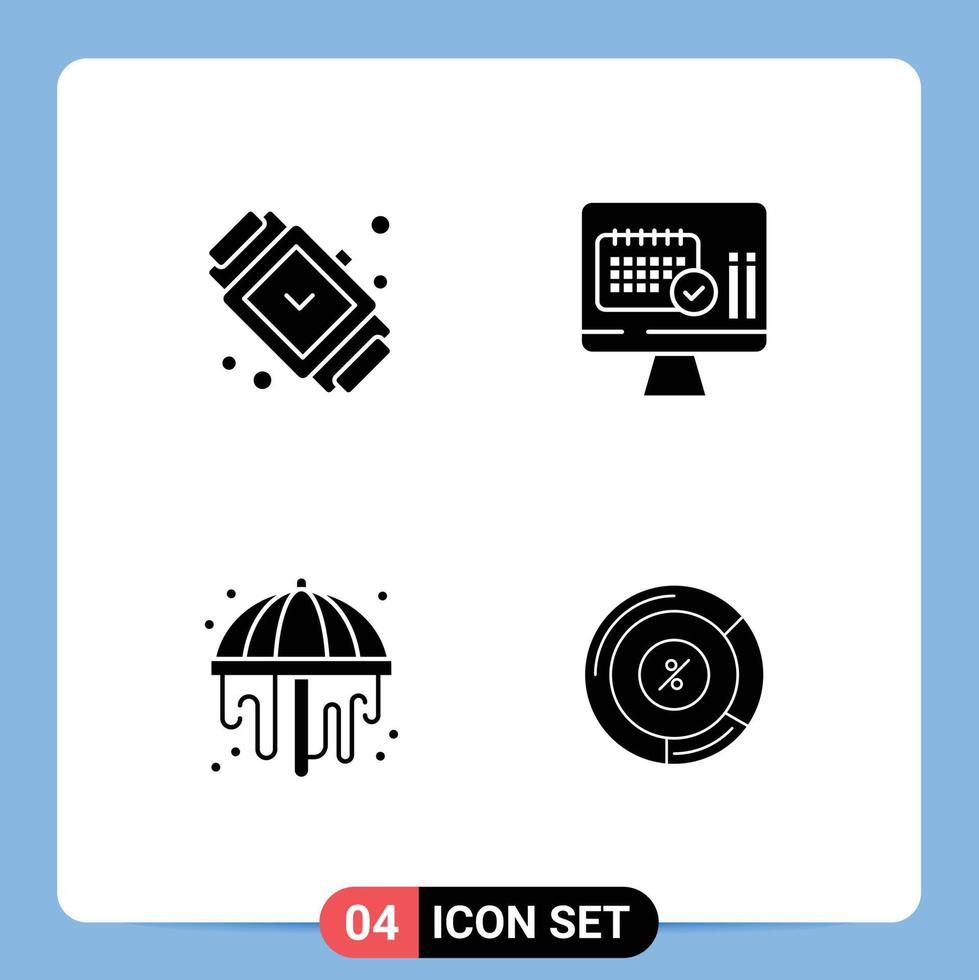 ensemble de 4 glyphes solides vectoriels sur la grille pour accessoiriser les éléments de conception vectoriels modifiables de jardin d'écran de bijoux de douche vecteur