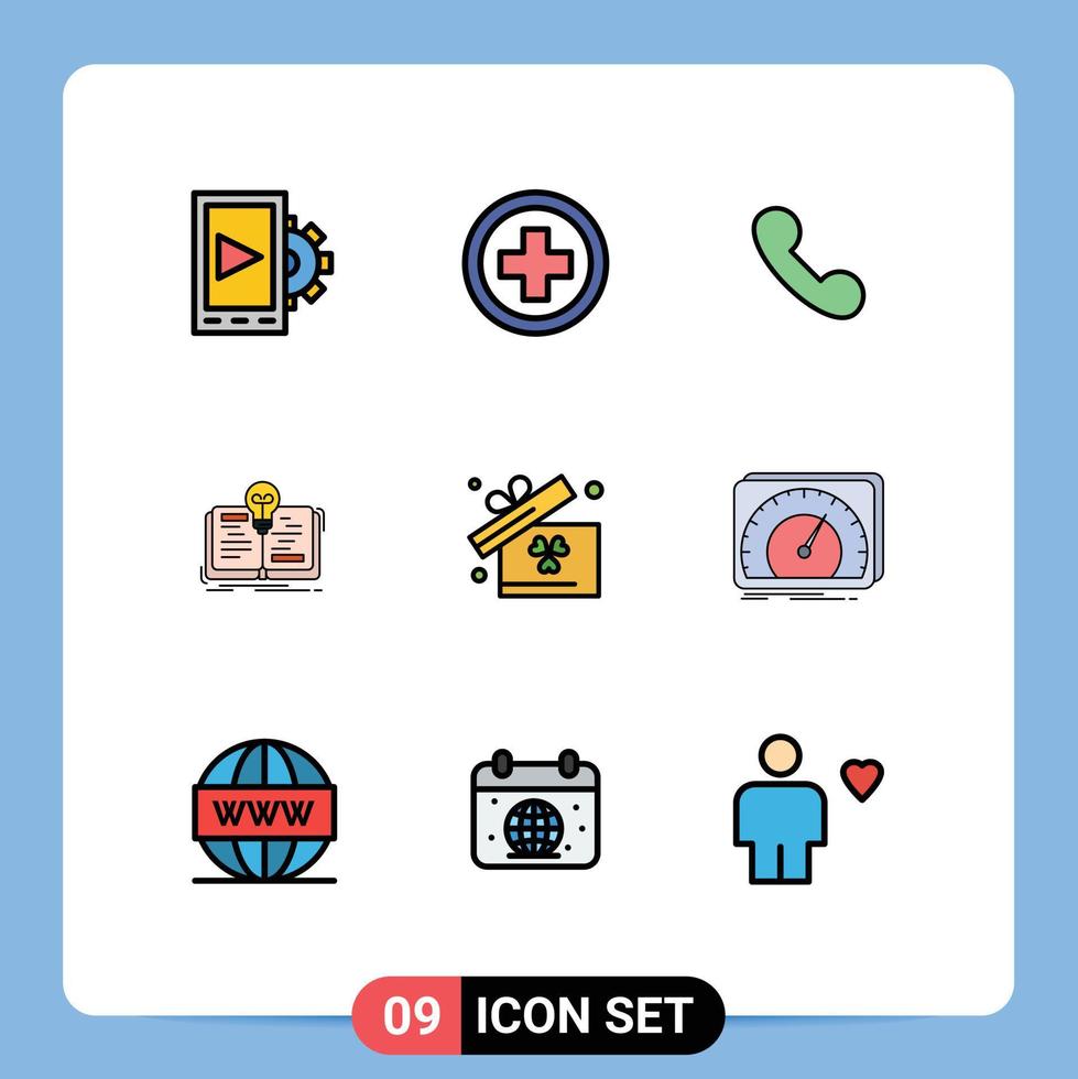 interface mobile fillline plat couleur ensemble de 9 pictogrammes d'irlande cadeau idée d'histoire mobile éléments de conception vectoriels modifiables vecteur