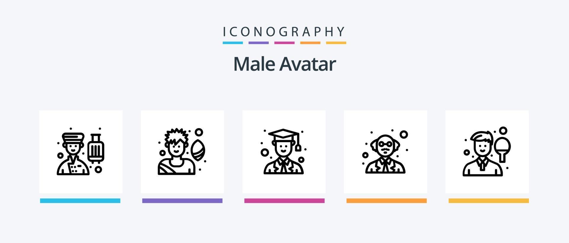 pack d'icônes de la ligne 5 de l'avatar masculin, y compris le joueur de rugby. livraison. homme. courrier. placer. conception d'icônes créatives vecteur