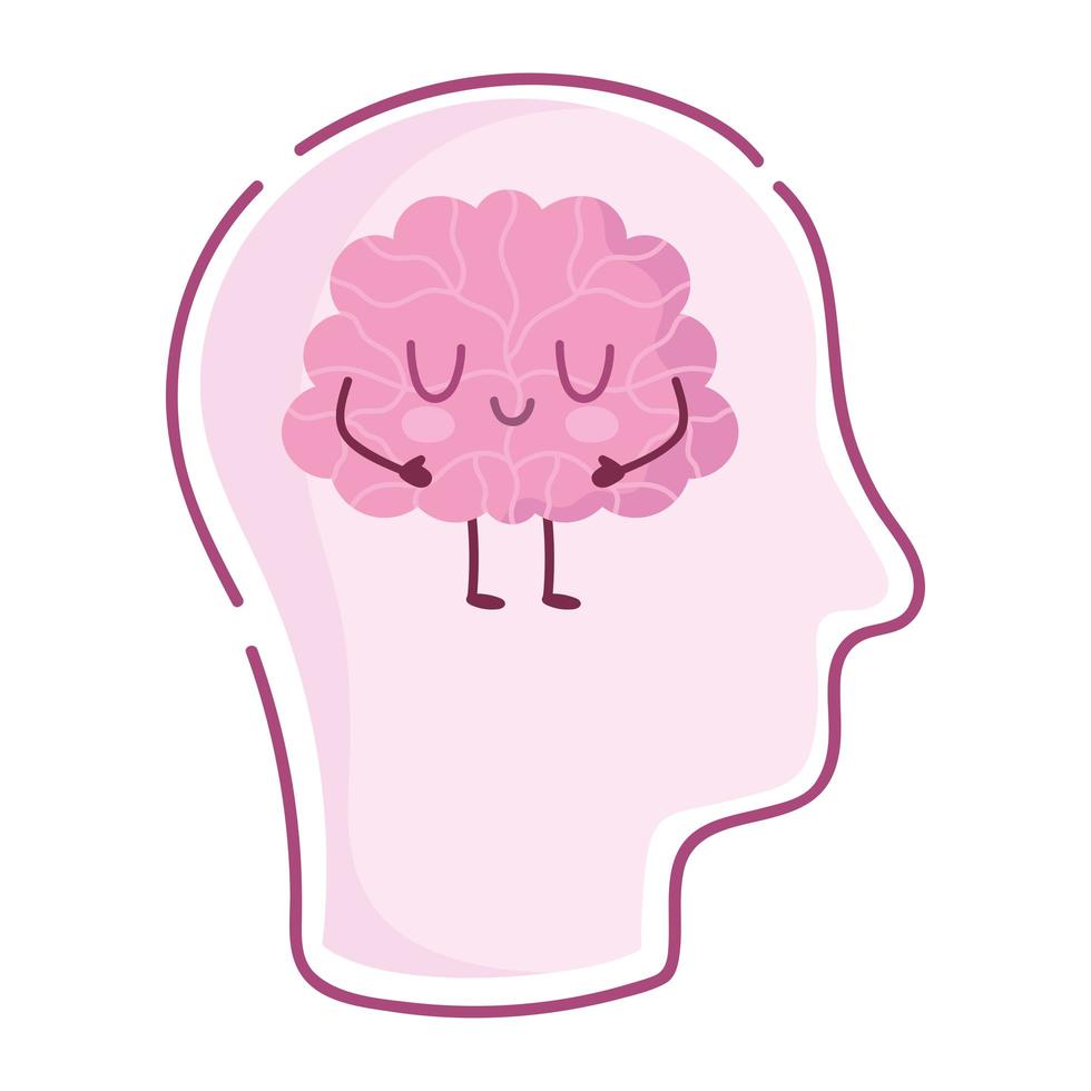 journée mondiale de la santé mentale, cerveau de dessin animé de tête humaine vecteur