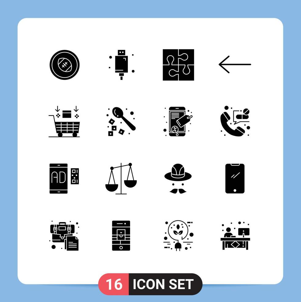 ensemble de 16 symboles d'icônes d'interface utilisateur modernes signes pour ai flèche électronique travail d'équipe puzzle éléments de conception vectoriels modifiables vecteur