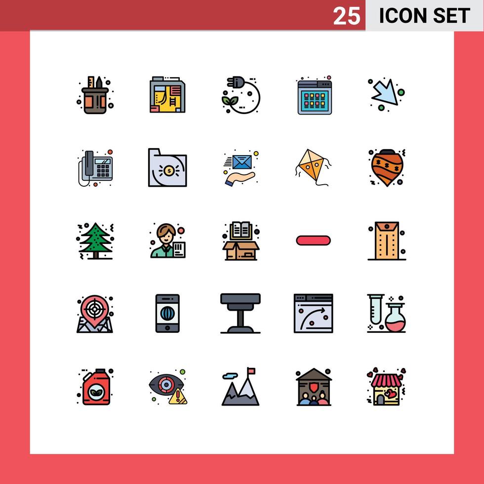 symboles d'icônes universels groupe de 25 couleurs plates de lignes remplies modernes d'achat d'ordinateur en ligne acheter des éléments de conception vectoriels modifiables vecteur
