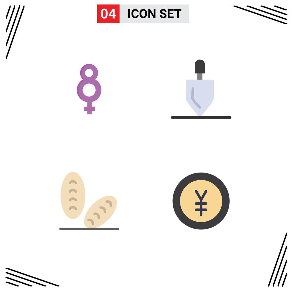 4 icônes créatives signes et symboles modernes de huit outils d'équipement alimentaire financent des éléments de conception vectoriels modifiables vecteur