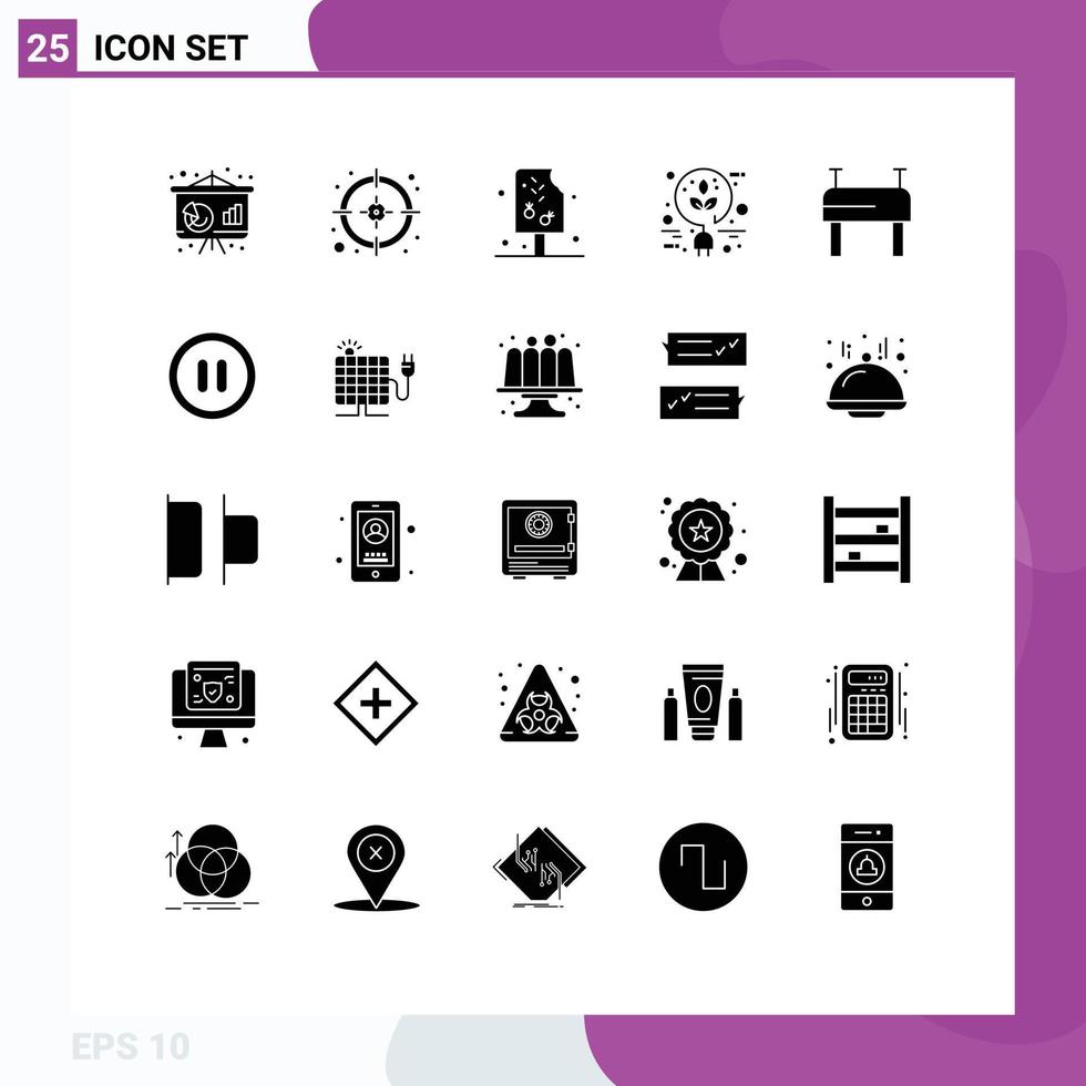 ensemble de 25 symboles d'icônes d'interface utilisateur modernes signes pour l'interface gymnastique crème vert électrique éléments de conception vectoriels modifiables vecteur