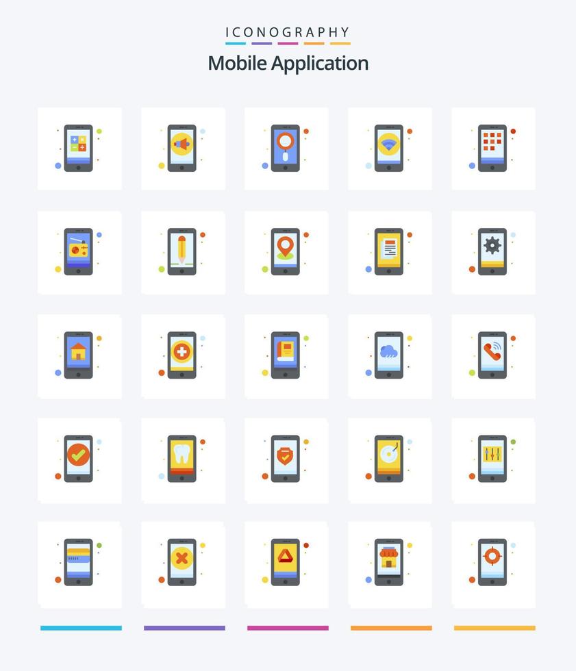 application mobile créative 25 pack d'icônes plates telles que l'appareil. Wifi. application. téléphone fixe. application vecteur