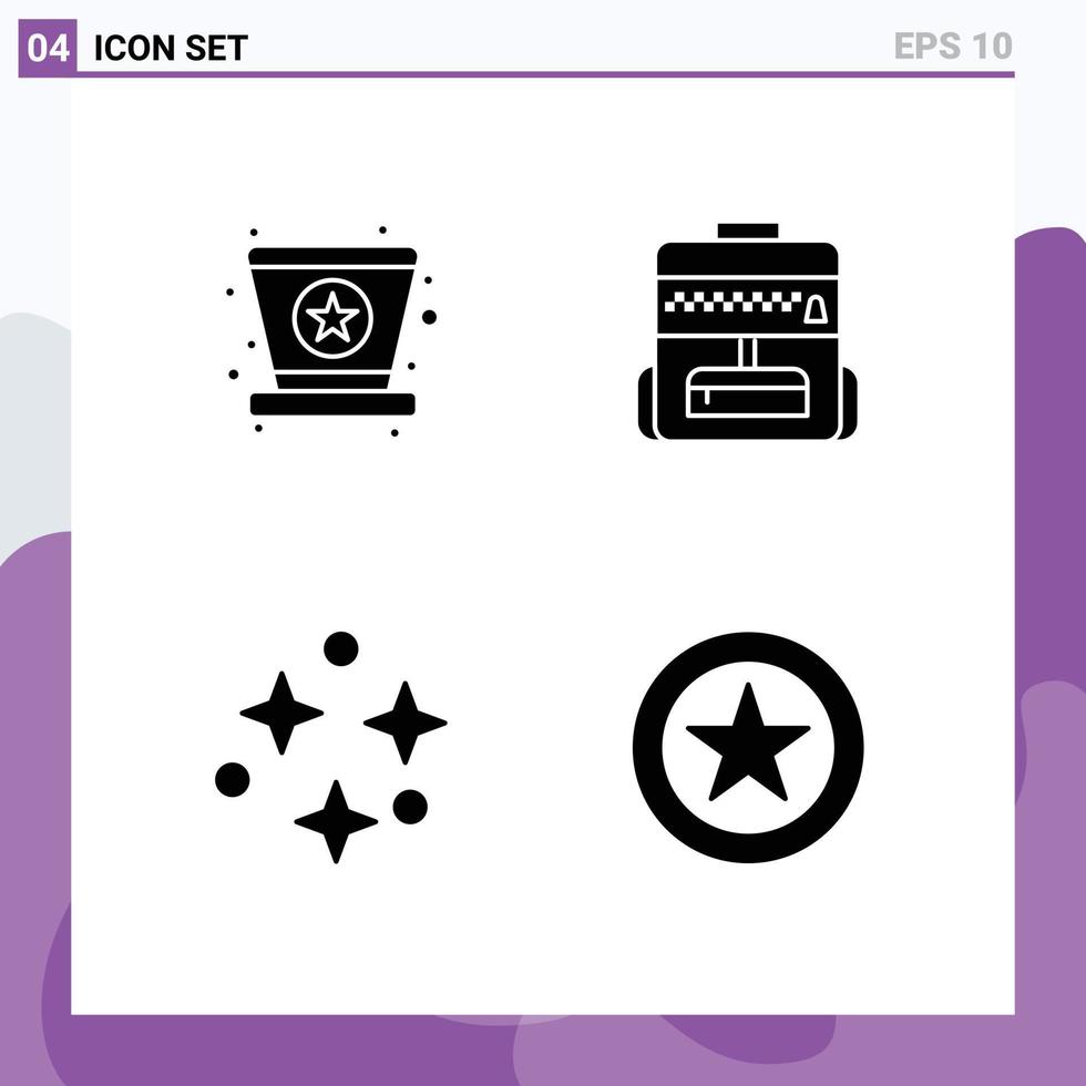 ensemble de 4 symboles d'icônes d'interface utilisateur modernes signes pour les éléments de conception vectoriels modifiables préférés de l'école d'étoiles de l'espace de carnaval vecteur