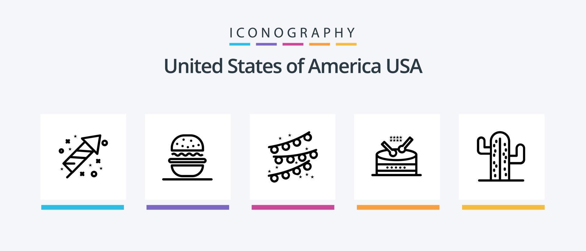 pack d'icônes usa line 5, y compris l'amour. Etats-Unis. Etats-Unis. des sports. base-ball. conception d'icônes créatives vecteur