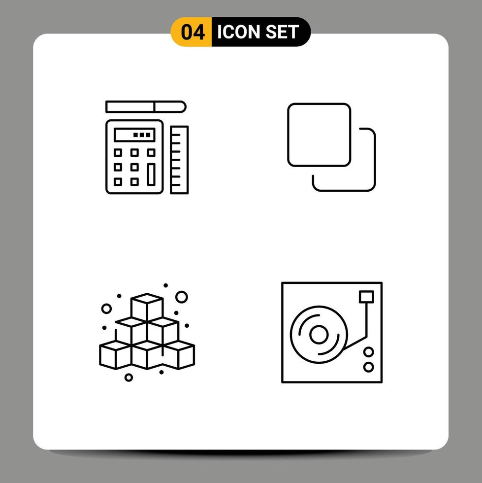 symboles d'icônes universelles groupe de 4 couleurs plates modernes de boîte à stylos éducation quadruple jeu éléments de conception vectoriels modifiables vecteur