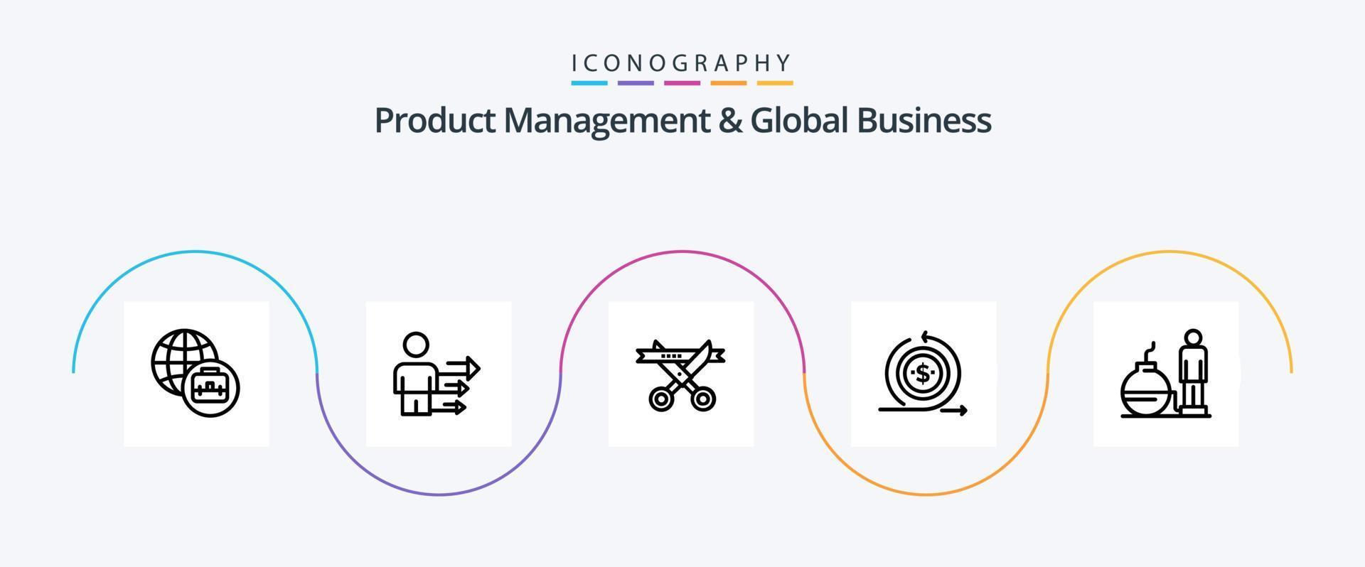 gestion des produits et pack d'icônes global business line 5, y compris le problème. dette. ouverture. Entreprise. au vecteur