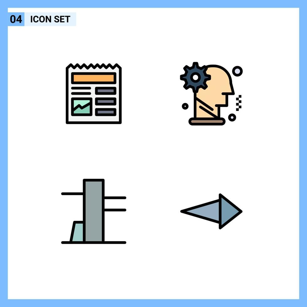 ensemble de 4 symboles d'icônes d'interface utilisateur modernes signes pour les outils et ustensiles de document image homme droit éléments de conception vectoriels modifiables vecteur