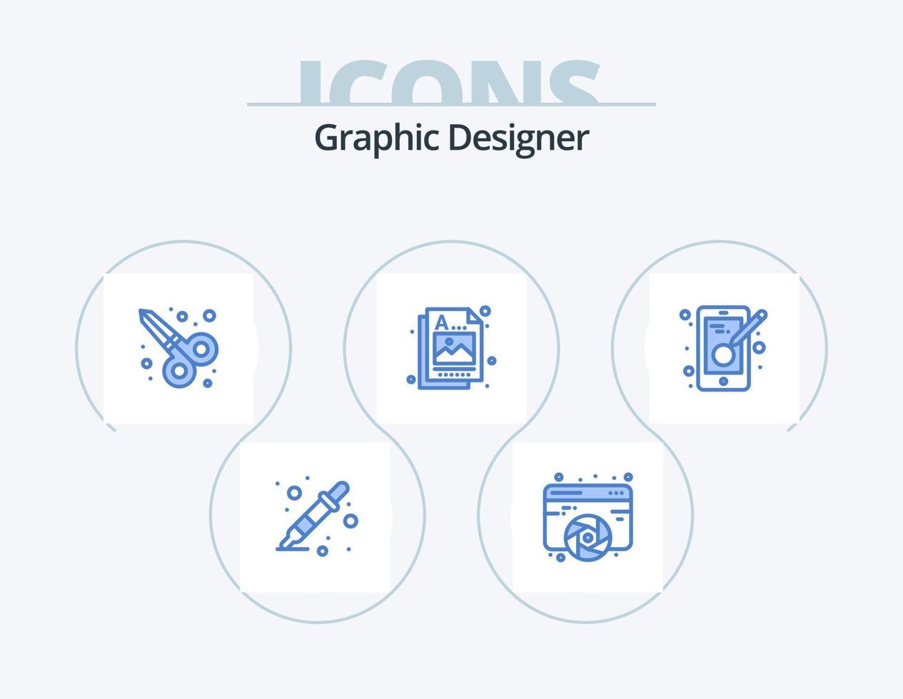 pack d'icônes bleues de graphiste 5 conception d'icônes. motif. image. la toile. idée. designer vecteur