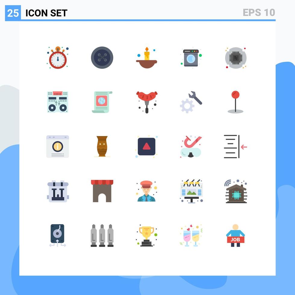 25 concept de couleur plate pour sites Web mobiles et applications cpu lave-linge bougie vêtements éléments de conception vectoriels modifiables vecteur