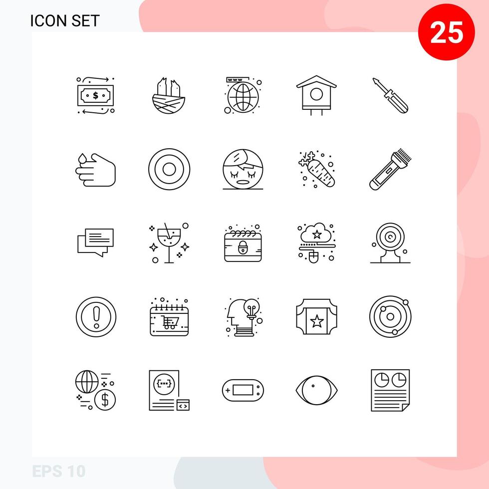 25 icônes créatives signes et symboles modernes du pilote printemps réseau nichoir maison éléments de conception vectoriels modifiables vecteur